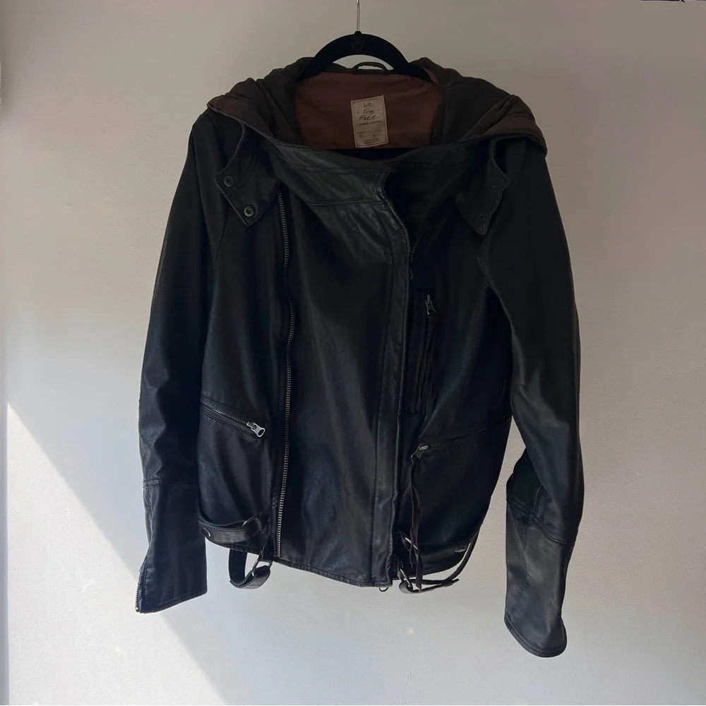 Free People hooded vegan leather jacket - Picture 2 of 8